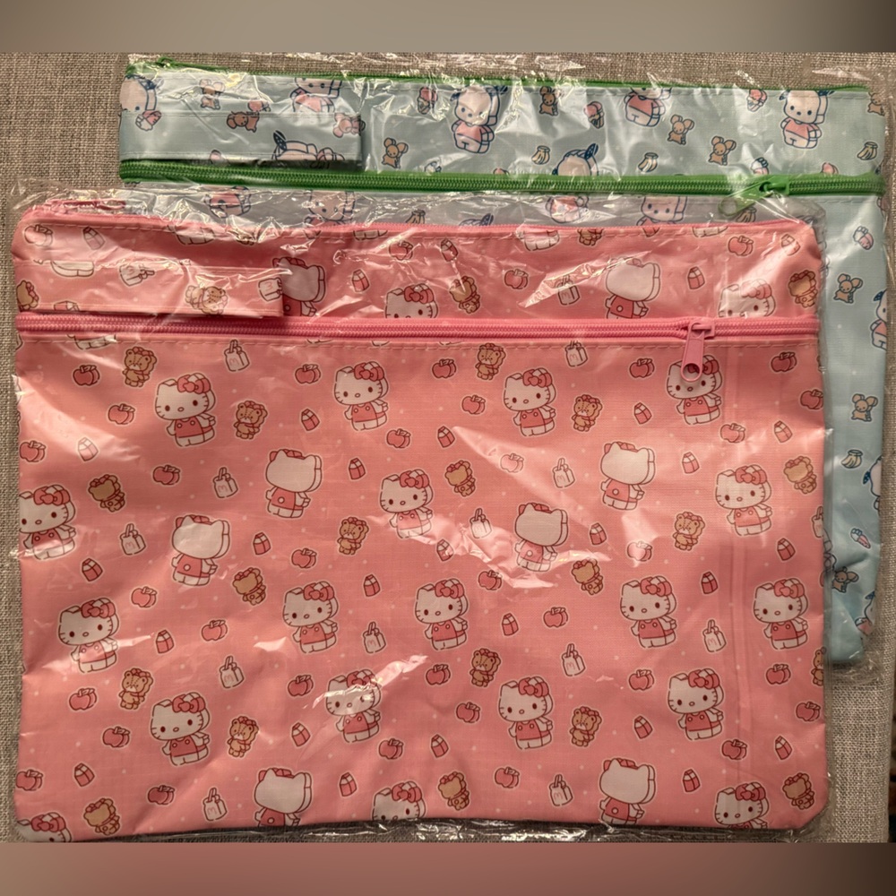 Sanrio Travel Organizer Pouch Set | Hello Kitty & Pochacco | Pink & Blue| NIP